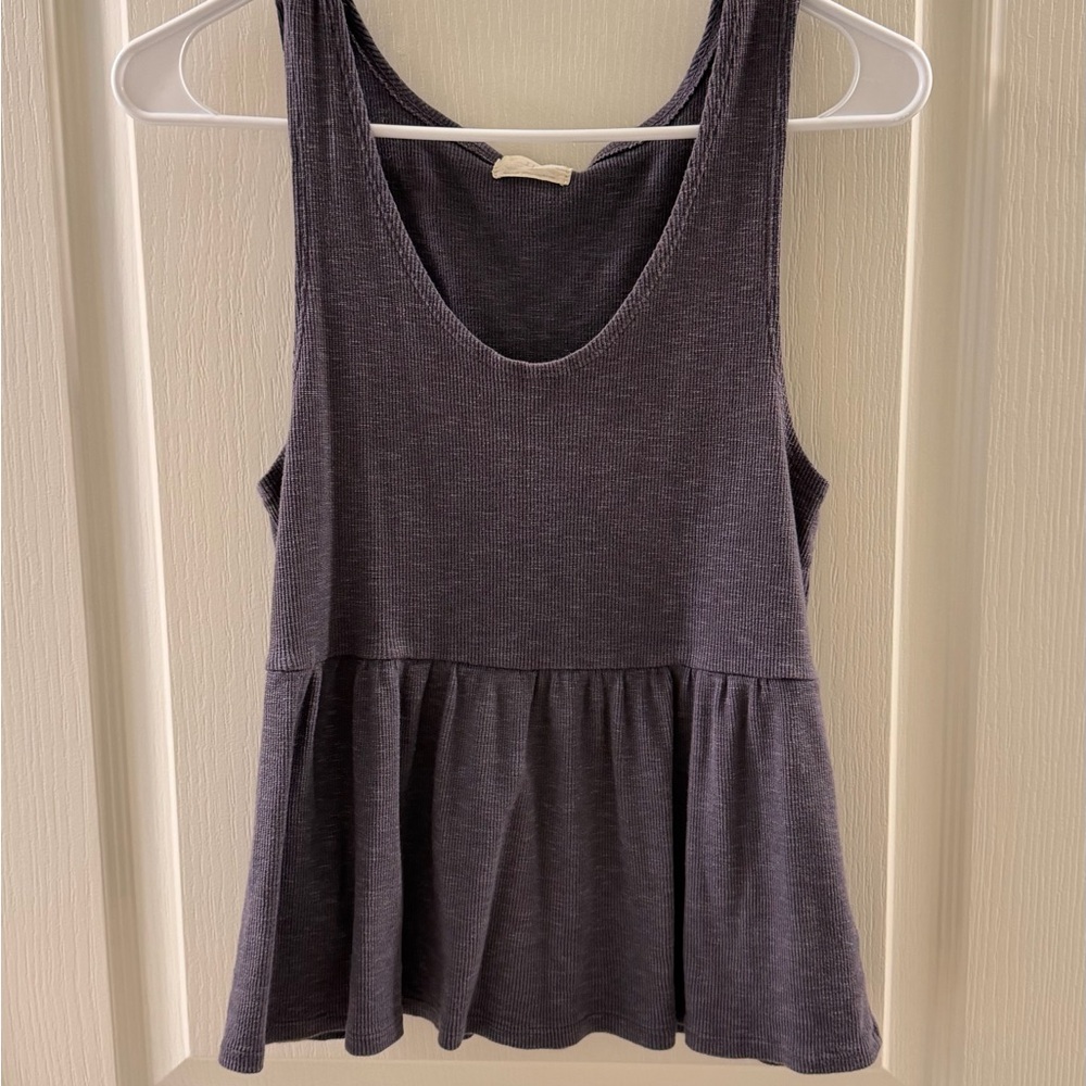 Anthropologie Ribbed Peplum Top
